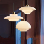 Lámpara Colgante de Vidrio Blanco Mid-Century