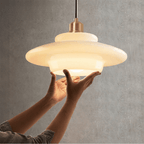 Lámpara Colgante de Vidrio Blanco Mid-Century