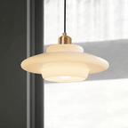 Lámpara Colgante de Vidrio Blanco Mid-Century