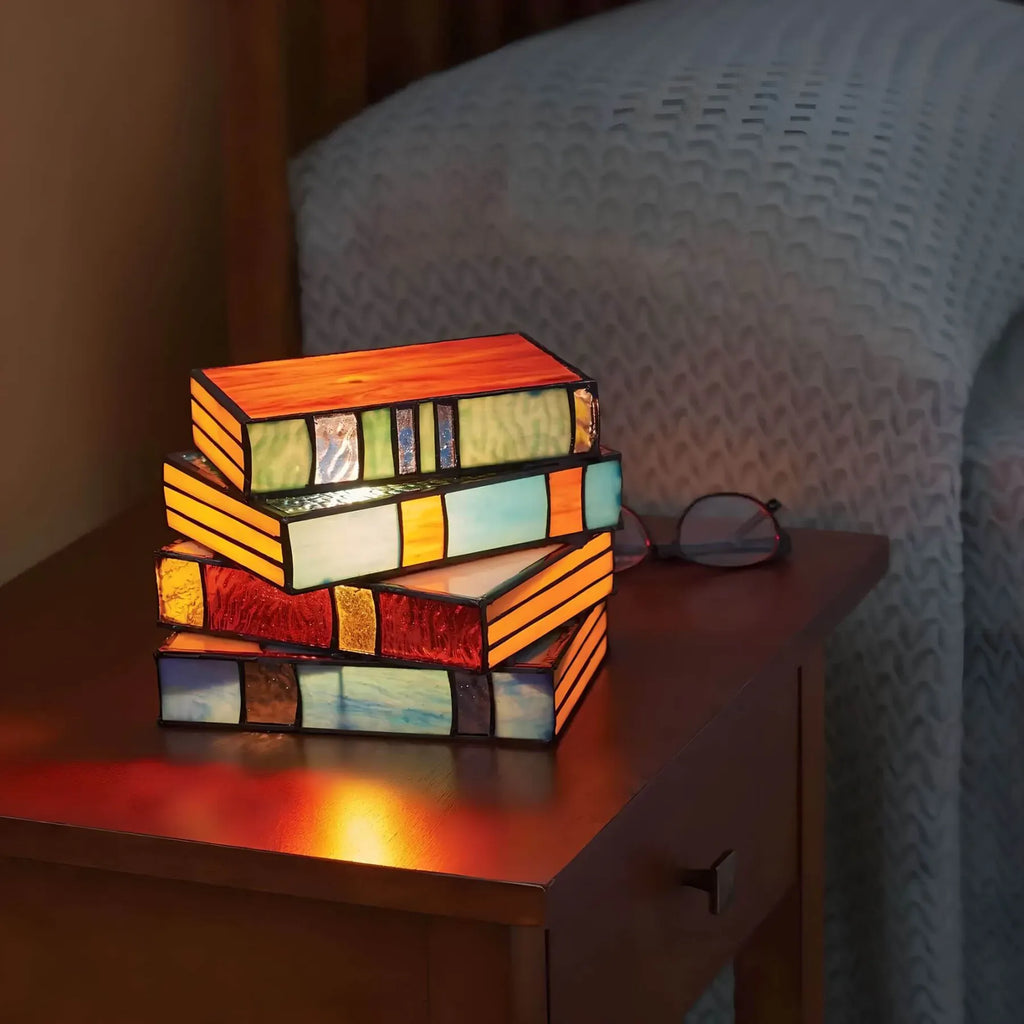 Lámpara Decorativa de Libro Vidriera LED