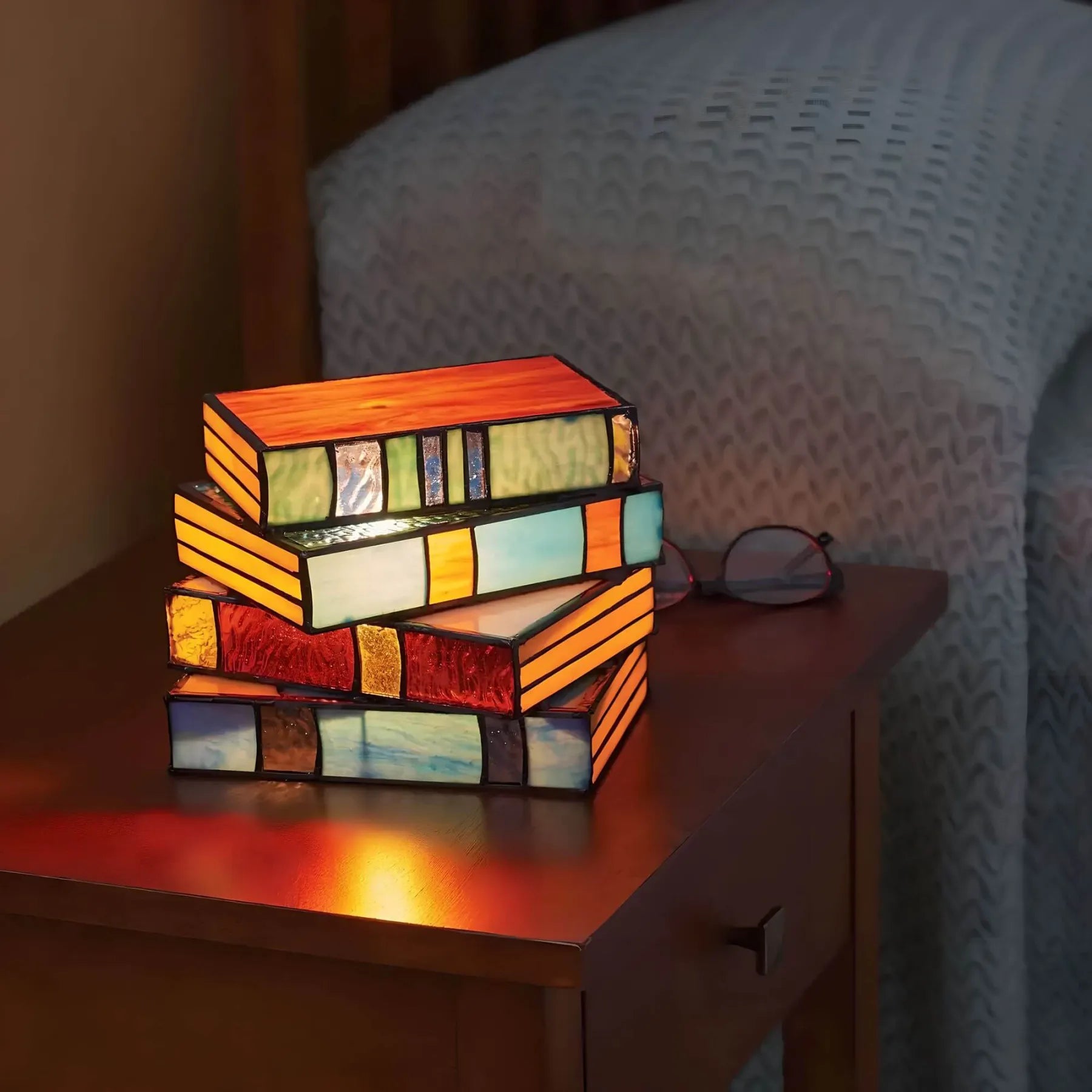 Lámpara Decorativa de Libro Vidriera LED