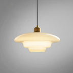 Lámpara Colgante de Vidrio Blanco Mid-Century