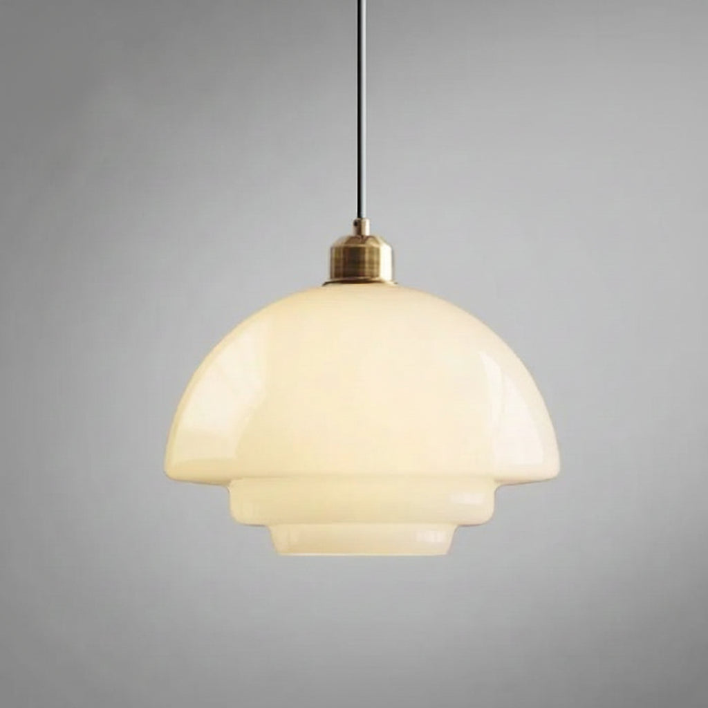 Lámpara Colgante de Vidrio Blanco Mid-Century