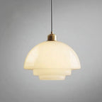 Lámpara Colgante de Vidrio Blanco Mid-Century