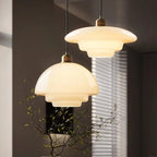 Lámpara Colgante de Vidrio Blanco Mid-Century