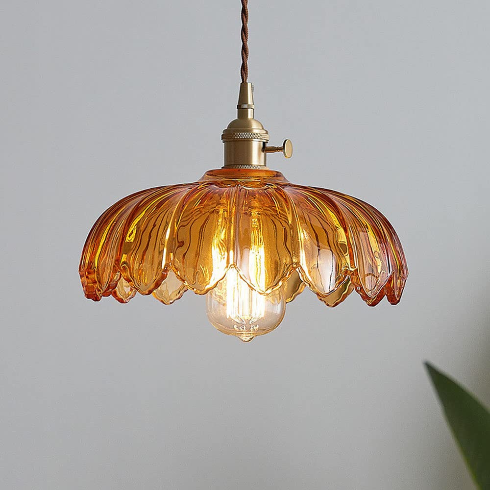 Lámpara Colgante Vintage con Flor de Vidrio