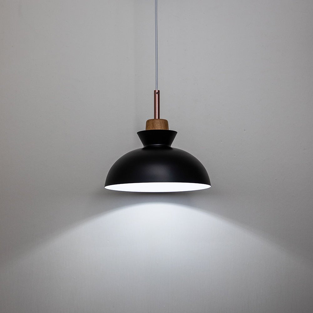 Lámpara colgante moderna de un solo foco con cúpula | Lámpara colgante de metal escandinava