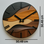 Reloj de Pared Redondo Artístico | Diseño Nórdico con Imitación de Vetado de Madera