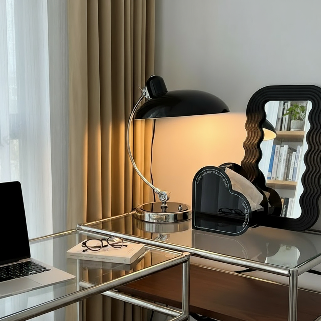 Lámpara de Mesa ScandiArc Curva Estilo Bauhaus