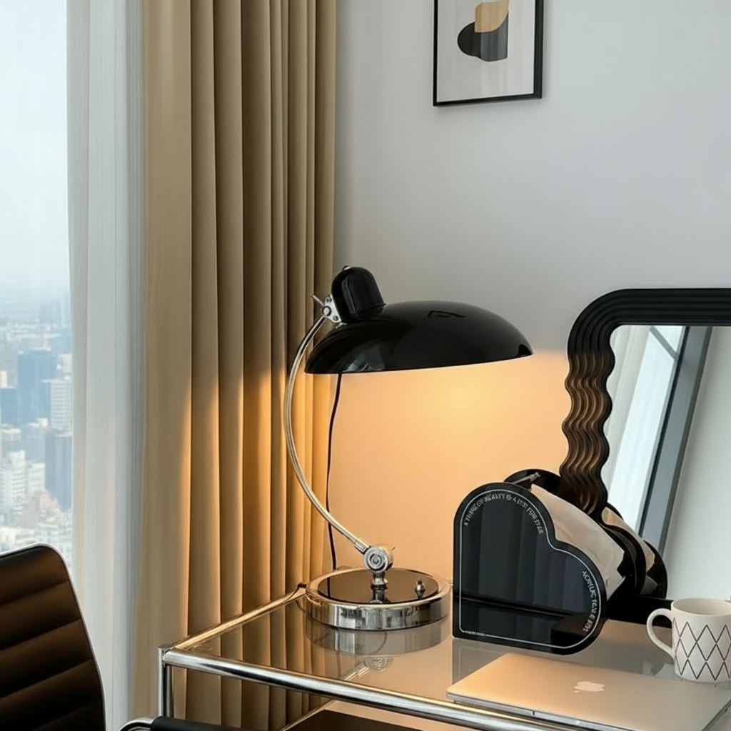 Lámpara de Mesa ScandiArc Curva Estilo Bauhaus